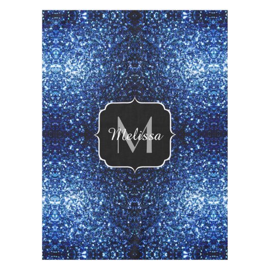 Dunkelblaue, glänzende Imitate Glitzer funkeln Mon Tischdecke (Vorderseite)