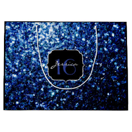 Dunkelblaue, glänzende Imitate Glitzer funkeln Swe Große Geschenktüte