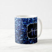 Dunkelblaue, glänzende Imitate Glitzer funkeln Swe Kaffeetasse (VorderseiteRechts)