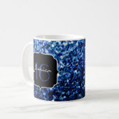 Dunkelblaue, glänzende Imitate Glitzer funkeln Swe Kaffeetasse (Vorderseite Links)