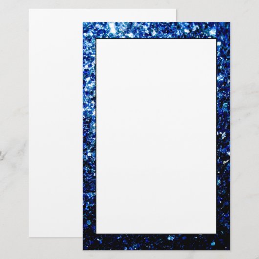 Dunkelblaue, glänzende Imitate Glitzer Glitzern Briefpapier (Vorne/Hinten)