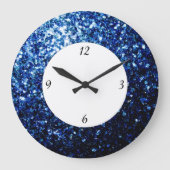 Dunkelblaue, glänzende Imitate Glitzer Glitzern Große Wanduhr (Vorderseite)