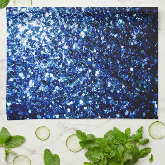 Dunkelblaue, glänzende Imitate Glitzer Glitzern Handtuch (Gefaltet)