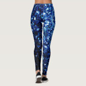 Dunkelblaue, glänzende Imitate Glitzer Glitzern Leggings (Rückseite)