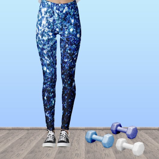Dunkelblaue, glänzende Imitate Glitzer Glitzern Leggings