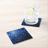 Dunkelblaue, glänzende Imitate Glitzer Glitzern Rechteckiger Pappuntersetzer (Vor Ort)