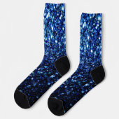 Dunkelblaue, glänzende Imitate Glitzer Glitzern Socken (Linkes Detail)