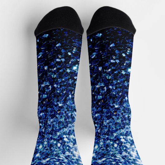 Dunkelblaue, glänzende Imitate Glitzer Glitzern Socken (Oben)