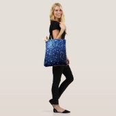 Dunkelblaue, glänzende Imitate Glitzer Glitzern Tasche (Am Model)