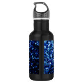 Dunkelblaue, glänzende Imitate Glitzer Glitzern Trinkflasche (Rückseite)
