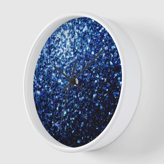 Dunkelblaue, glänzende Imitate Glitzer Glitzern Wanduhr (Winkel)