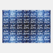 Dunkelblaue Glitzern Sweet 16 elegantes Skriptmust Geschenkpapier Set (Vorderseite)