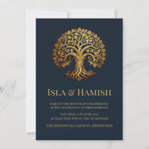 Dunkelblaue goldene keltische Hochzeitseinladung m Einladung
