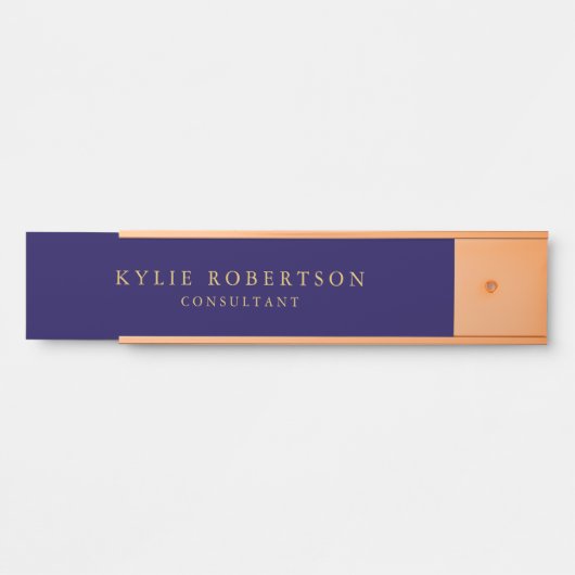 Dunkelblaue Goldfarben Beruflich trendy modern Türschild (Vorderseite )