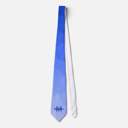 Dunkelblaue Gradientengeometrie Monogramm Krawatte (Vorderseite)