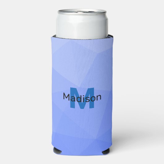 Dunkelblaue Gradientengeometrie Monogramm Selters Dosenkühler (Seltzer Vorderseite)