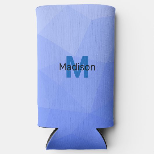 Dunkelblaue Gradientengeometrie Monogramm Selters Dosenkühler (Vorderseite)