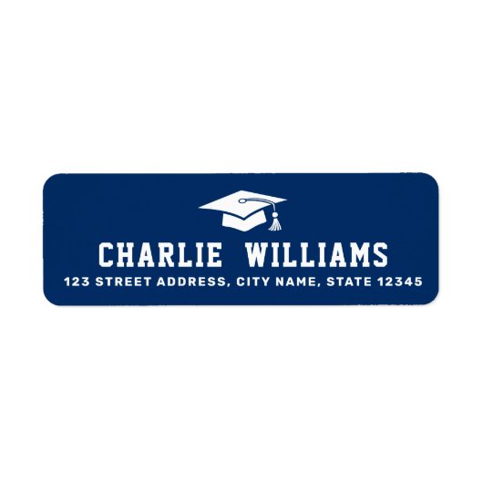 Dunkelblaue Graduierungskappe Rücksendeadresse (Vorne)