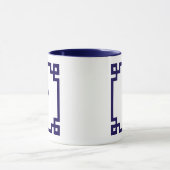 Dunkelblaue griechische Schlüsselgrenzenmonogramm Tasse (Zentrum)