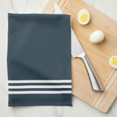 Dunkelblaue, hoch entwickelte Streifen und Monogra Geschirrtuch (Viertel Falte)