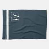 Dunkelblaue, hoch entwickelte Streifen und Monogra Geschirrtuch (Horizontal)