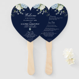 Dunkelblaue Hortensien-Blumen-Hochzeitsprogramm Fächer