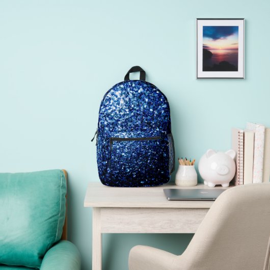 Dunkelblaue Imitate Glitzer Glitzern Bedruckter Rucksack (InSitu)