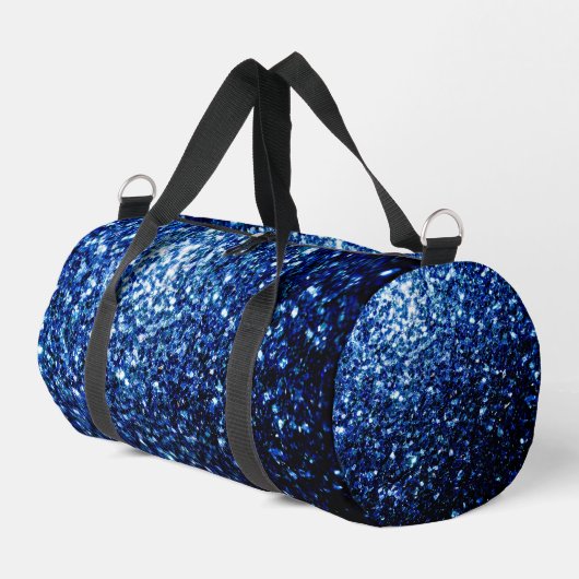 Dunkelblaue Imitate Glitzer Glitzern Duffle Bag (Linke Seite)
