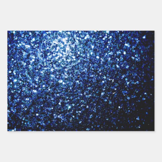 Dunkelblaue Imitate Glitzer Glitzern Geschenkpapier Set (Vorderseite)