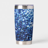 Dunkelblaue Imitate Glitzer Glitzern Individuelle  Thermobecher (Vorderseite)