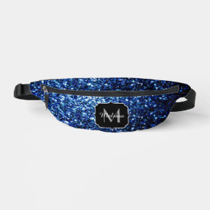Dunkelblaue Imitate Glitzer Glitzern Monogram Bauchtasche