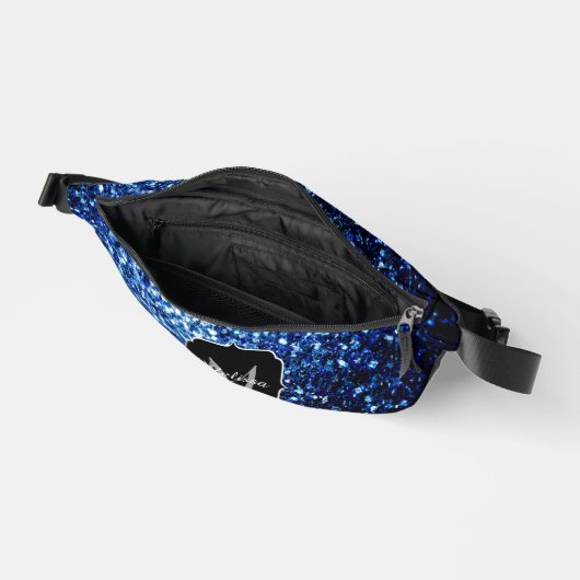 Dunkelblaue Imitate Glitzer Glitzern Monogram Bauchtasche (Offen)