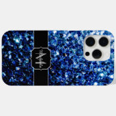 Dunkelblaue Imitate Glitzer Glitzern Monogram Case-Mate iPhone Hülle (Rückseite (Horizontal))