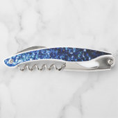 Dunkelblaue Imitate Glitzer Glitzern Monogram Kellnermesser (Rückseite)