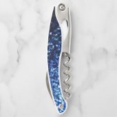 Dunkelblaue Imitate Glitzer Glitzern Monogram Kellnermesser (Rückseite)