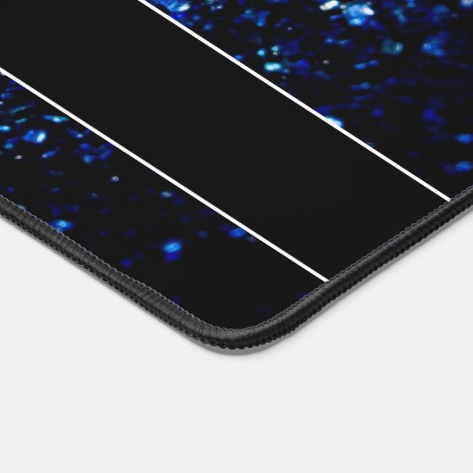 Dunkelblaue Imitate Glitzer Glitzern Monogram Schreibtischunterlage (Ecke)