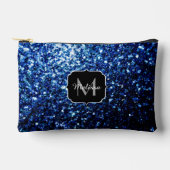 Dunkelblaue Imitate Glitzer Glitzern Monogram Zubehörtasche (Vorderseite)