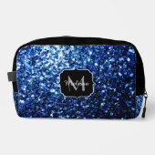 Dunkelblaue Imitate Glitzer Glitzern Schwarz Monog Waschbeutel (Vorderseite)