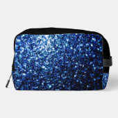 Dunkelblaue Imitate Glitzer Glitzern Schwarz Monog Waschbeutel (Rückseite)