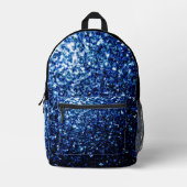 Dunkelblaue Imitate Glitzer Glitzern und Schwarz Bedruckter Rucksack (Vorderseite)