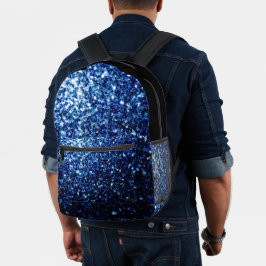 Dunkelblaue Imitate Glitzer Glitzern und Schwarz Bedruckter Rucksack