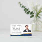 Dunkelblaue Imitate Golden Wave Custom Foto Visitenkarte (Stehend Vorderseite)