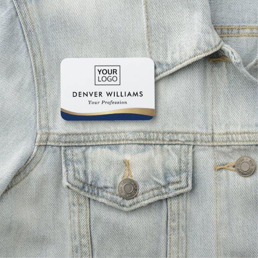 dunkelblaue Imitate mit goldenem Farbverlauf, eleg Namensschild (Beispiel)