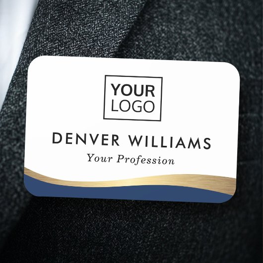 dunkelblaue Imitate mit goldenem Farbverlauf, eleg Namensschild