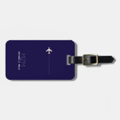 dunkelblaue internationale Reisemarke mit Namen Gepäckanhänger (Vorderseite horizontal)