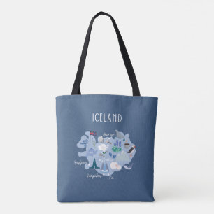 Dunkelblaue Island-Reisekarte Tasche