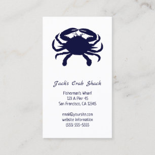 Dunkelblaue Krabbensilhouette Seafood-Restaurant Visitenkarte