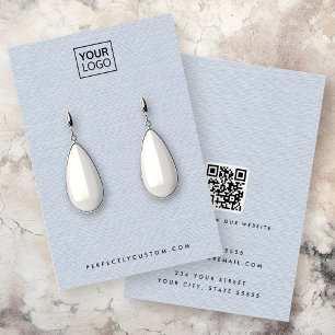 Dunkelblaue Leinen-Look Logo QR Ohrring-Display-Ka