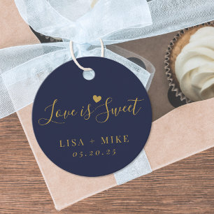 Dunkelblaue Liebe ist süße Hochzeit Geschenkanhänger