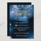 Dunkelblaue Lights Silvester Party Einladung (Vorne/Hinten)
